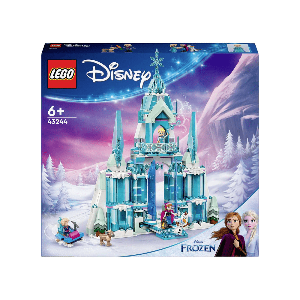 LEGO Disney ice palace building set box with teal castle artwork and minifigures
