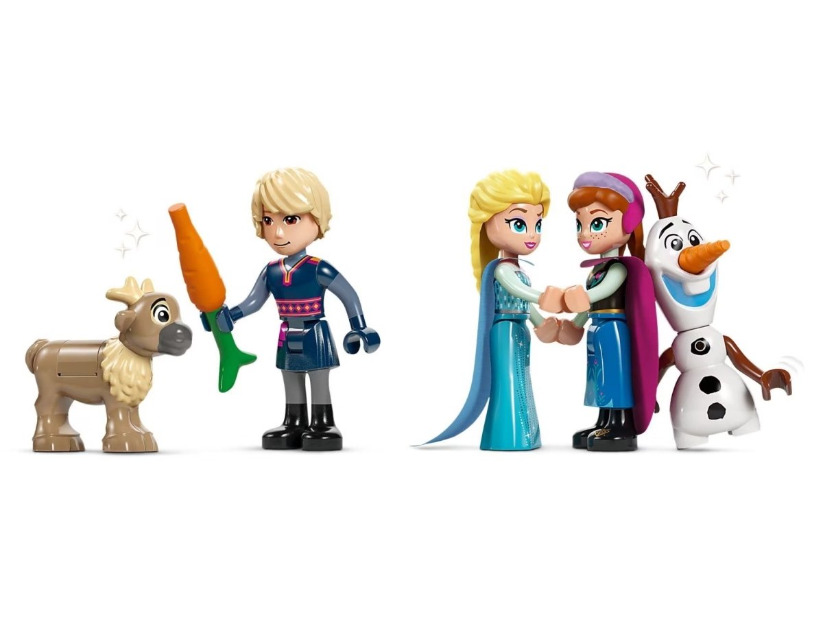 LEGO Frozen character minifigures: Elsa, Anna, Olaf, Sven, and Kristoff