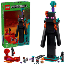 LEGO Minecraft Enderman Tower building set with tall Enderman figure and accessories
