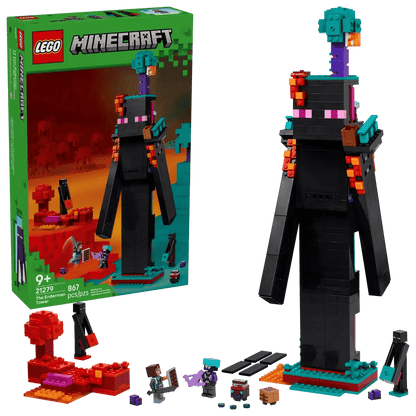 LEGO Minecraft Enderman Tower building set with tall Enderman figure and accessories