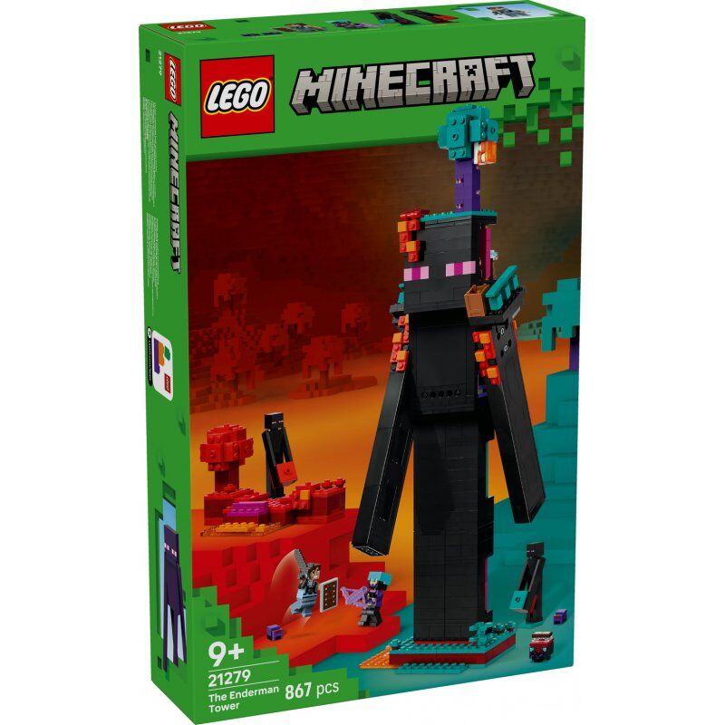Enderman Tower building set box, green Minecraft packaging, ages 9+, 867 pieces