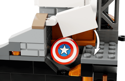 Endgame Final Battle shield emblem on build base with gray bricks and orange studs