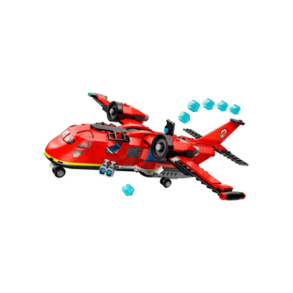 Red Fire Rescue Plane model with translucent blue ice and mini firefighters