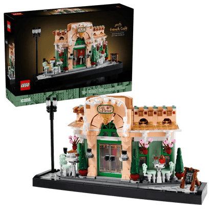 LEGO French Café, set de construction : façade beige, porte verte et comptoir blanc
