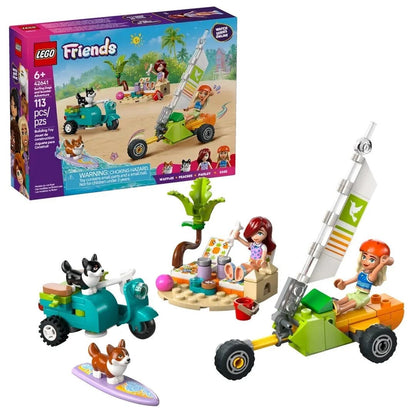 LEGO Friends surfing dog and scooter adventure set with minifigures and vehicles