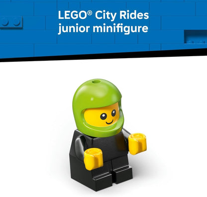 LEGO City Rides Junior Minifigur mit grünem Helm und schwarzem Anzug