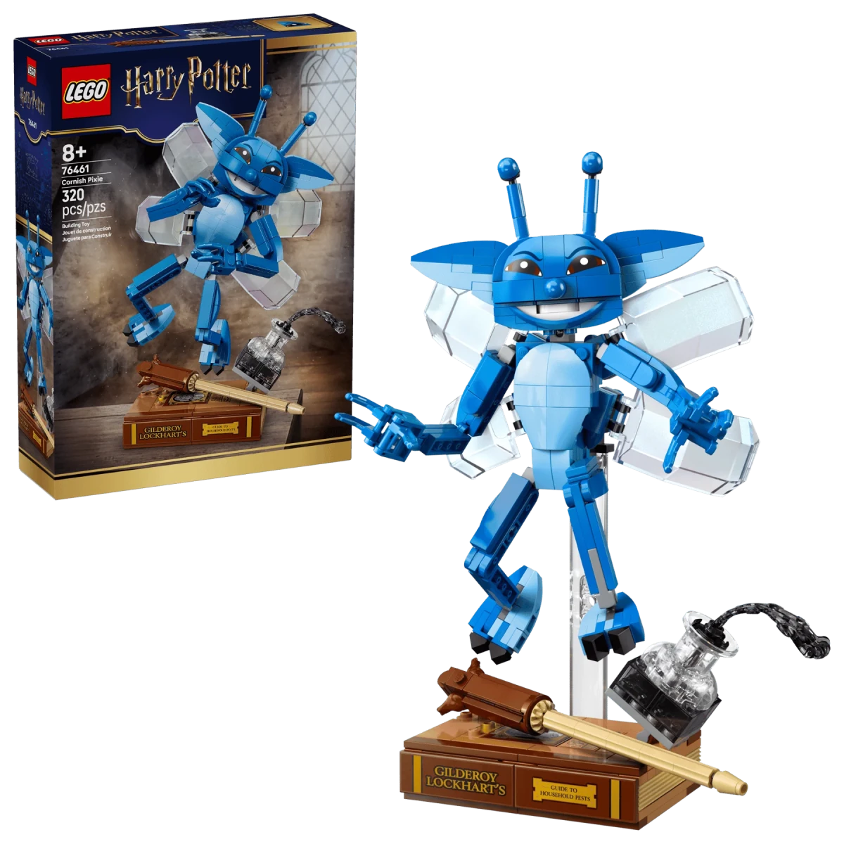 LEGO Cornish Pixie Baufigur, blau-weißer Pixie mit Flügeln und Zauberstab