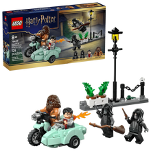 LEGO Harry Potter Escape-Set: mintgrünes Motorrad mit Hagrid, Harry und Laternenmast