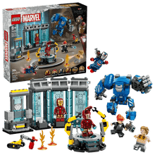 Iron Man's Laboratory LEGO Marvel build mit Labor-Hauptmodul und Minifiguren
