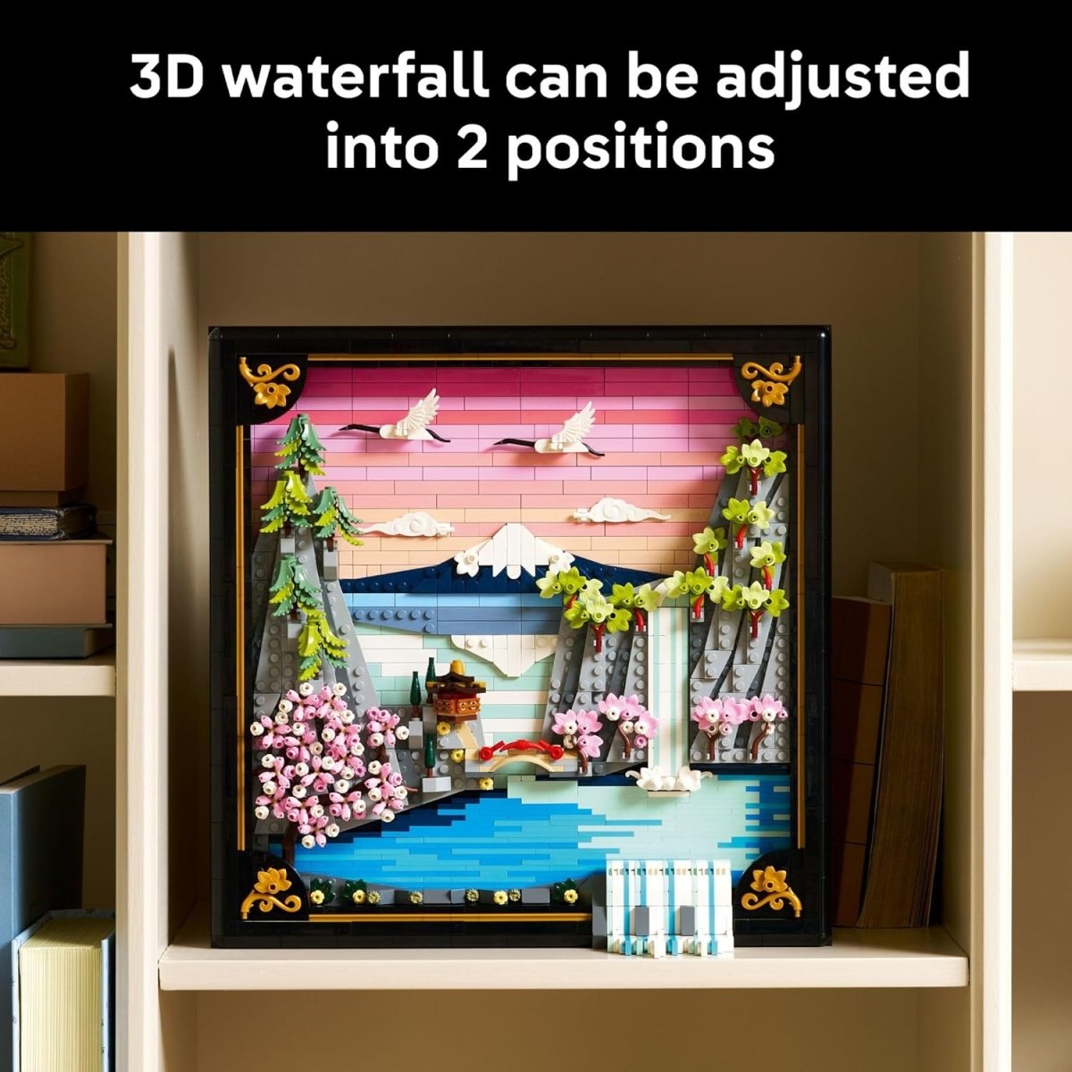Japanese Cherry Blossom Landscape display with 3D waterfall and cherry blossom arches