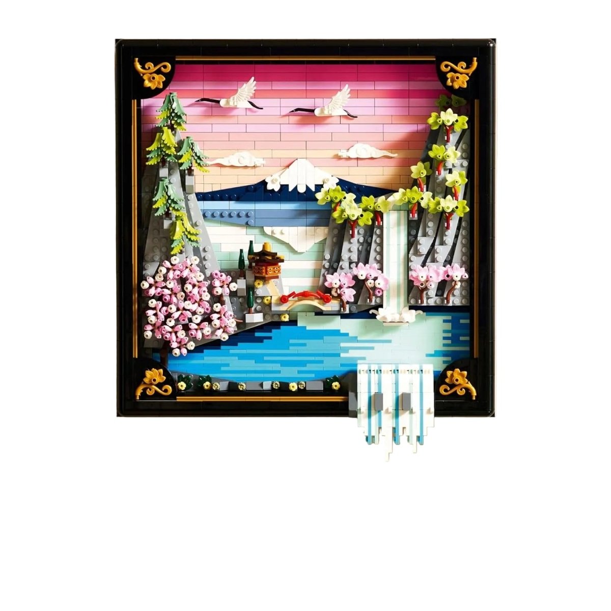 Japanese Cherry Blossom Landscape wall art model with cherry blossom trees and flowing waterfall
