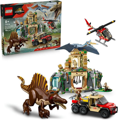 Spinosaurus Air Mission Set: Hubschrauber, Dino und Gebäude