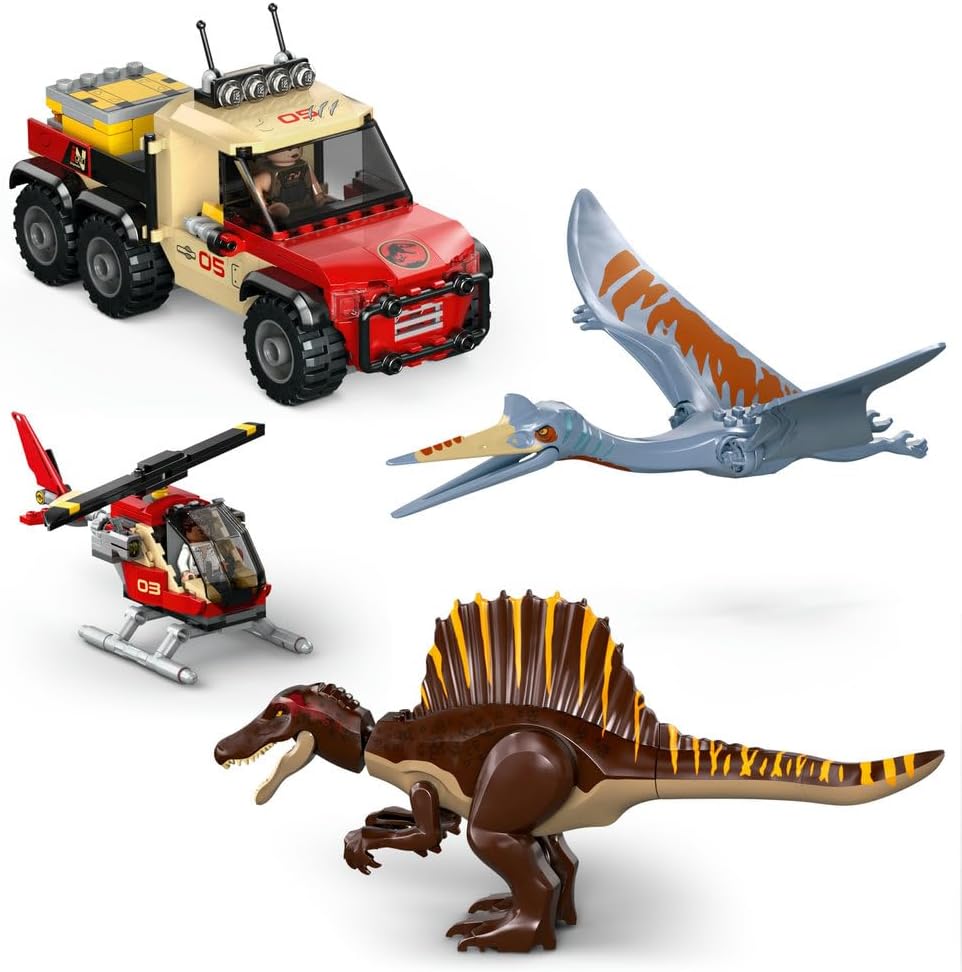 LEGO Spinosaurus Air Mission: roter Truck, Helikopter und Spinosaurus