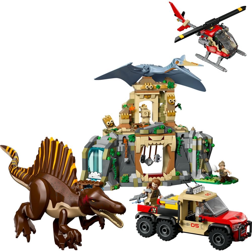 Spinosaurus Air Mission: blauer Flugsaurier, roter Hubschrauber, Ausgrabungsstation