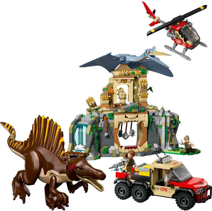 Spinosaurus Air Mission: blauer Flugsaurier, roter Hubschrauber, Ausgrabungsstation