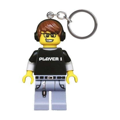 Lego video game guy keychain: 'Player 1' minifigure with key ring