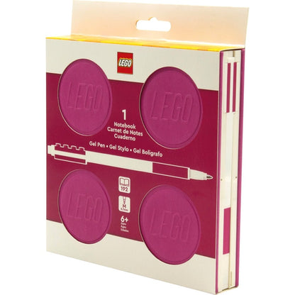 LEGO cuaderno morado con bolígrafo de gel morado, en caja
