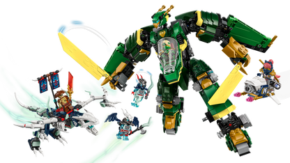 Grüner Jet-Mech mit gelben Flügeln und Schutz-Kabine, Figur im Zubehör