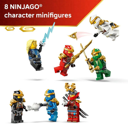 Ninjago Charakter-Minifiguren: mehrere Ninja-Figuren in Rot, Blau, Grün und Weiß