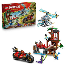 LEGO Ninjago vehicle tree house battle set with blue aircraft, red treehouse and figures