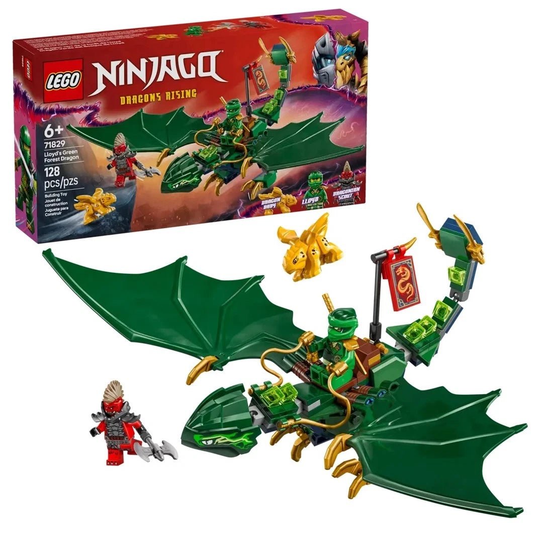 Ninjago green forest dragon building set box, minifigures and green dragon