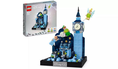 LEGO Disney 100 building set with clock tower, Peter Pan, Wendy, and small figures