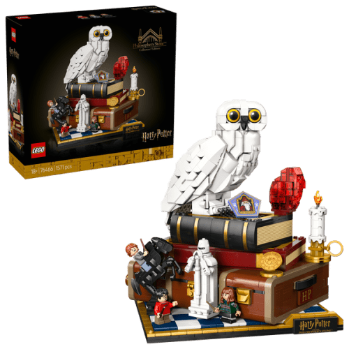 Philosopher's Stone LEGO Set: Verpackung mit weißer Eule auf Pult
