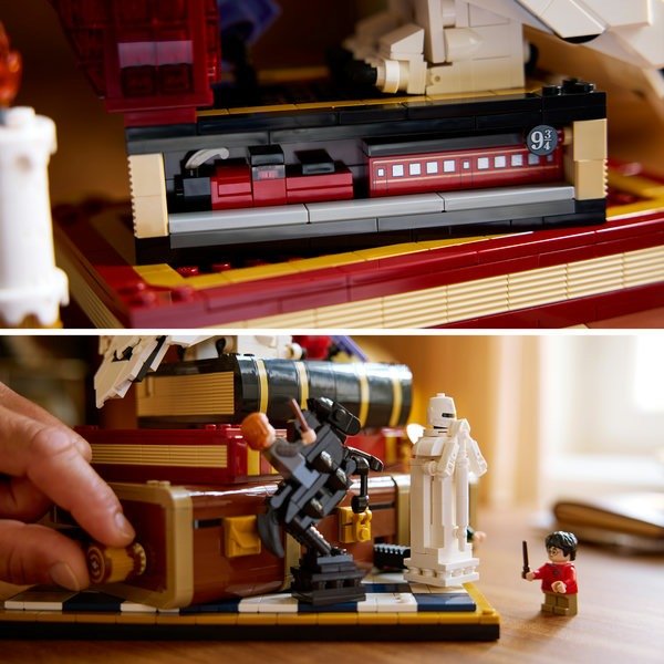 Philosopher's Stone Set, Innenansicht: Figuren an der Konsole und Regalen