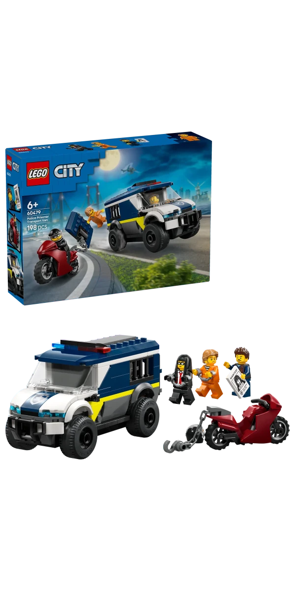 LEGO City police prison transport van set box, vehicle and minifigures