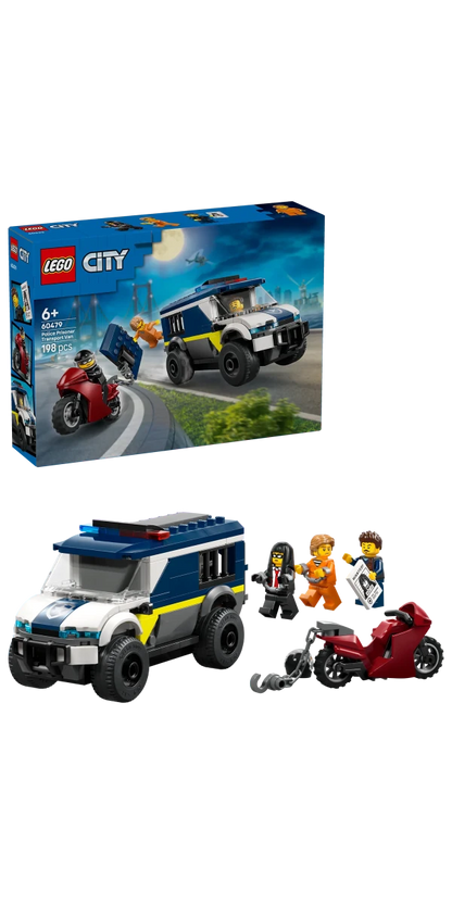 LEGO City police prison transport van set box, vehicle and minifigures