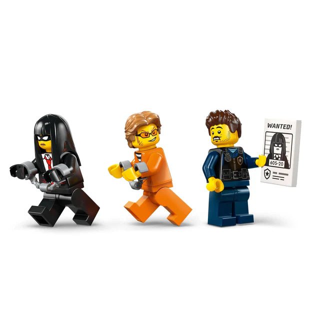 Minifigures for police prisoner transport van: guards and wanted poster