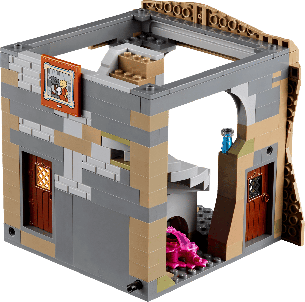 Red Dragon’s Tale small gray-and-beige structure with two doors and interior pieces