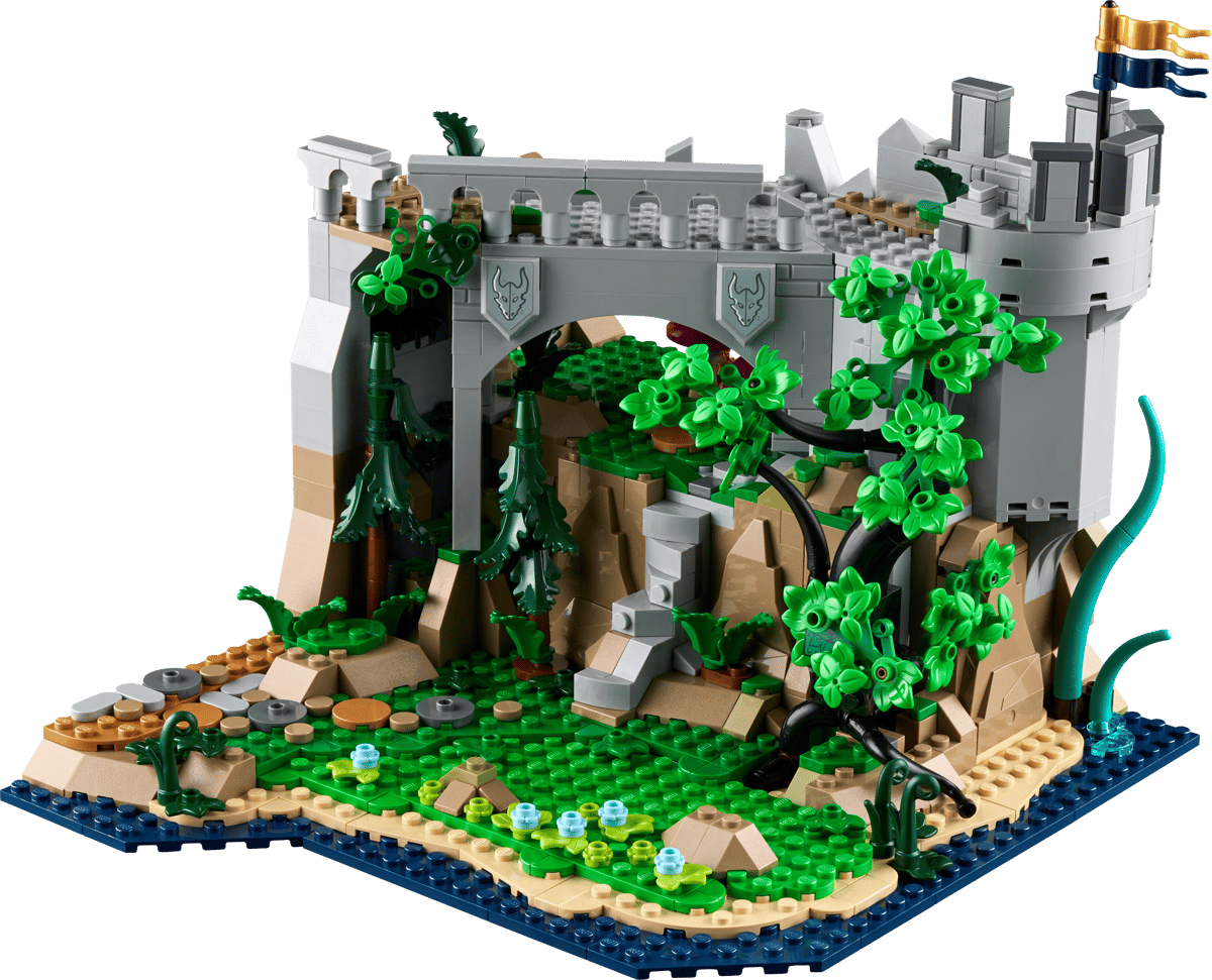 Red Dragon’s Tale LEGO landscape baseplate with dense green plants and tree-like branches