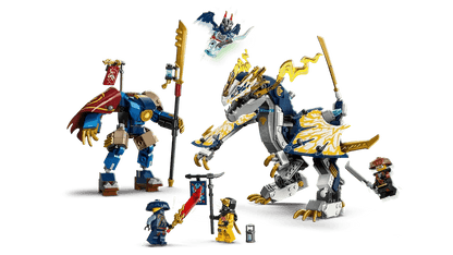 LEGO Drachenreiter-Mech mit Flügeln, gelbem Schildmuster und Reitfigur