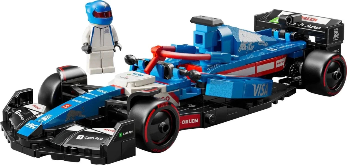 Blue F1 race car with red details and driver minifigure, Speed Champions set