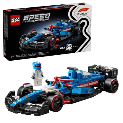 Speed Champions F1 race car set box, blue/red car model and driver figure