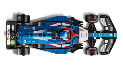 Top view blue F1 race car model with red hoses and detailed cockpit