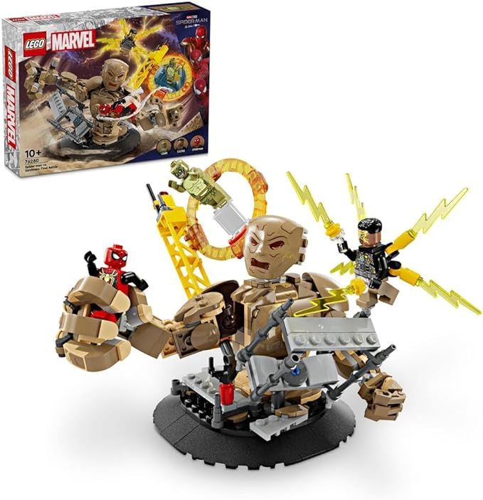 LEGO Marvel Spider-Man vs Sandman LEGO set with four minifigures and battle weapons