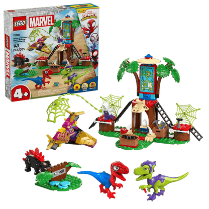 LEGO Marvel Spidey and Gobby raptor battle playset box, 143 pcs, ages 4+.