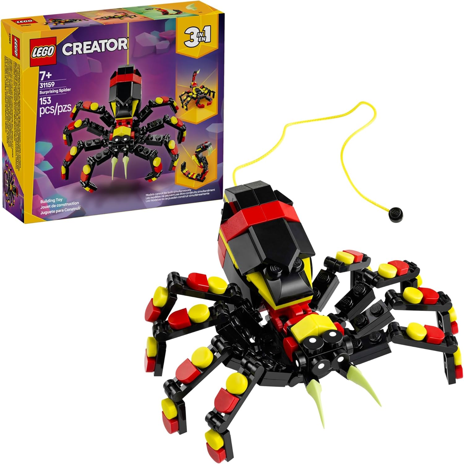 LEGO Creator Surprising Spider set box with 3-in-1 spider model artwork