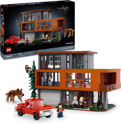 LEGO The Cullen House boxed set showing orange two-story house, red truck, and minifigures