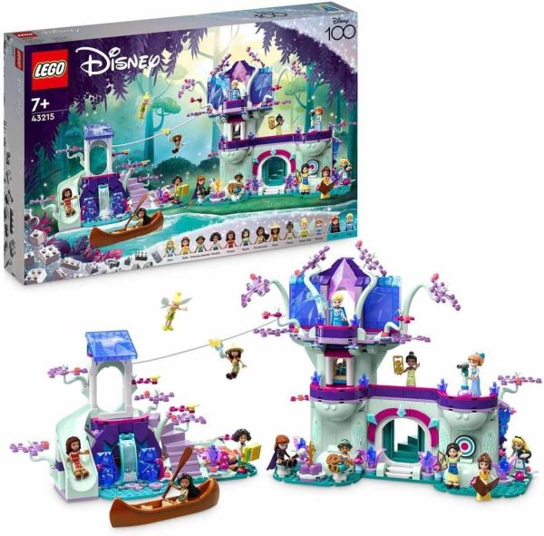 LEGO Disney The Enchanted Treehouse playset with purple and blue tower and figures