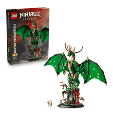 Guardian Dragon LEGO Ninjago build, green armored dragon with wings and staff