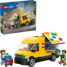 LEGO City van set: yellow delivery truck with printed decals, box packaging (6+)
