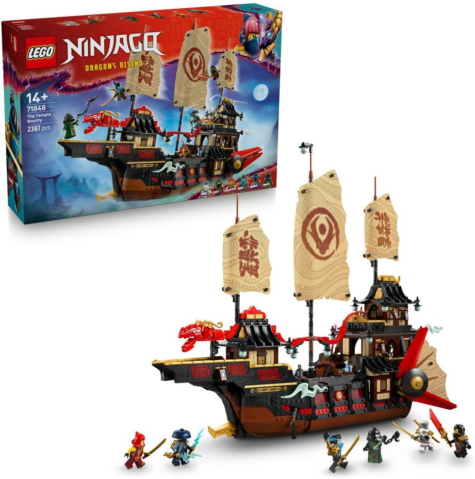 The Temple Bounty LEGO NINJAGO boxed set with pirate ship build and character figures