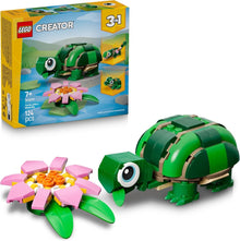 LEGO Creator turtle with water lily, green shell and pink flower petals