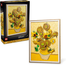 Vincent van Gogh Sunflowers LEGO art set in box, framed mosaic artwork