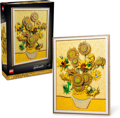 Vincent van Gogh Sunflowers LEGO art set in box, framed mosaic artwork