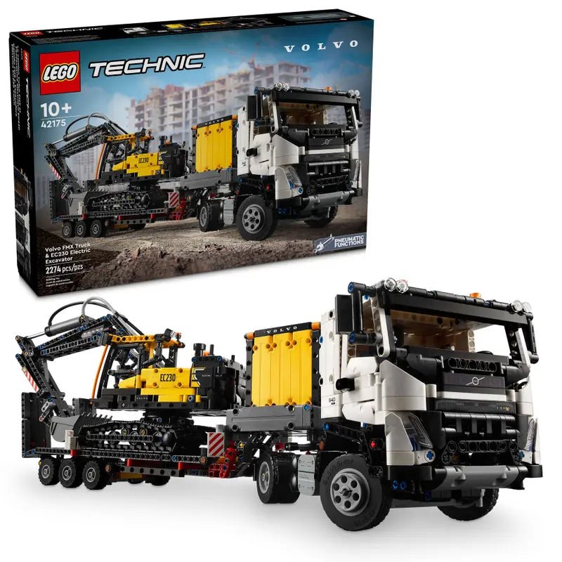 LEGO Technic Volvo FMX Bagger-LKW-Set in Verpackung mit gelben Anbauteilen