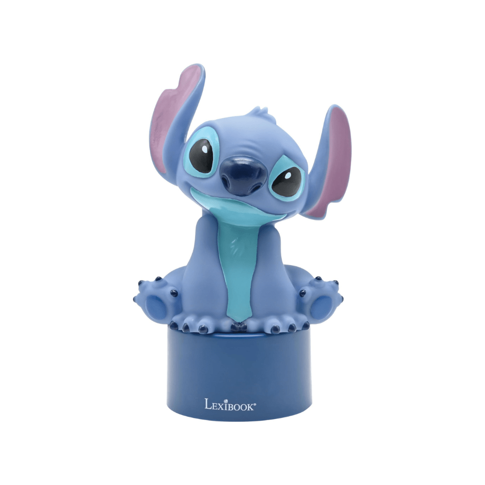 Stitch-Nachtlicht mit Lautsprecher: blaue Figur auf rundem Sockel